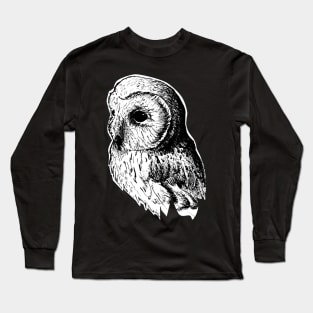 ink owl drawing - vintage style wildlife inspired art Long Sleeve T-Shirt